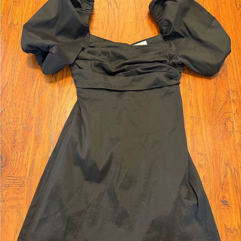 Socialite Black Mini Dress with Puff Sleeves
